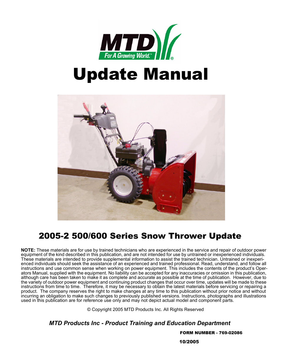 Cub Cadet 600 series User Manual | 24 pages