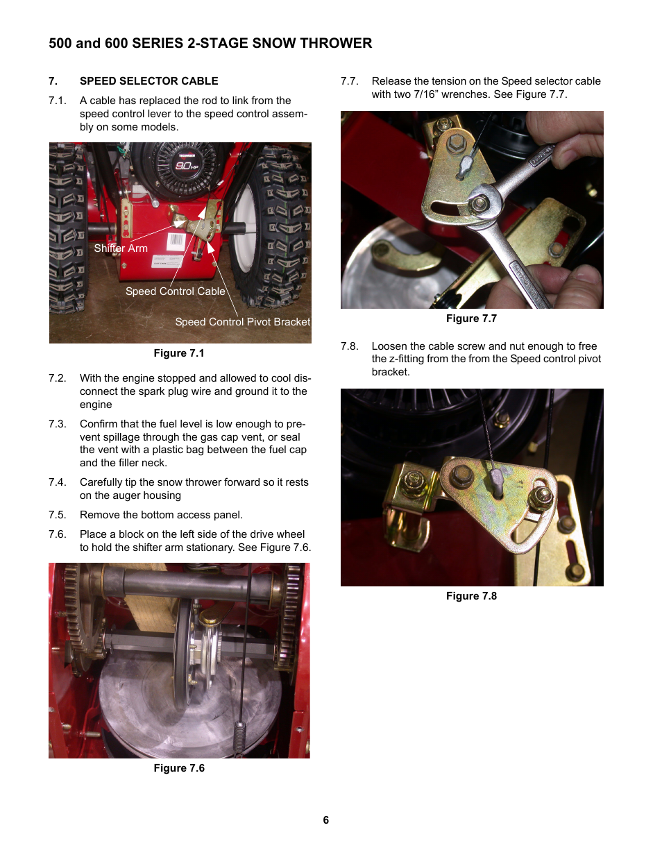 Speed selector cable | Cub Cadet 600 series User Manual | Page 10 / 24