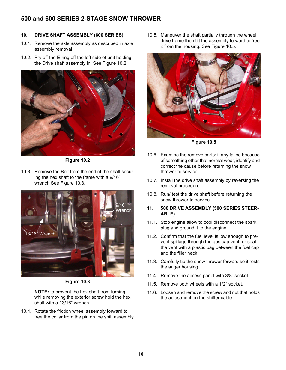 Drive shaft assembly (600 series), 500 drive assembly (500 series steerable) | Cub Cadet 600 series User Manual | Page 14 / 24