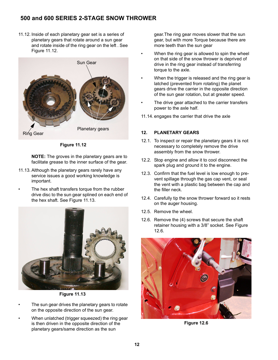 Planetary gears | Cub Cadet 600 series User Manual | Page 16 / 24