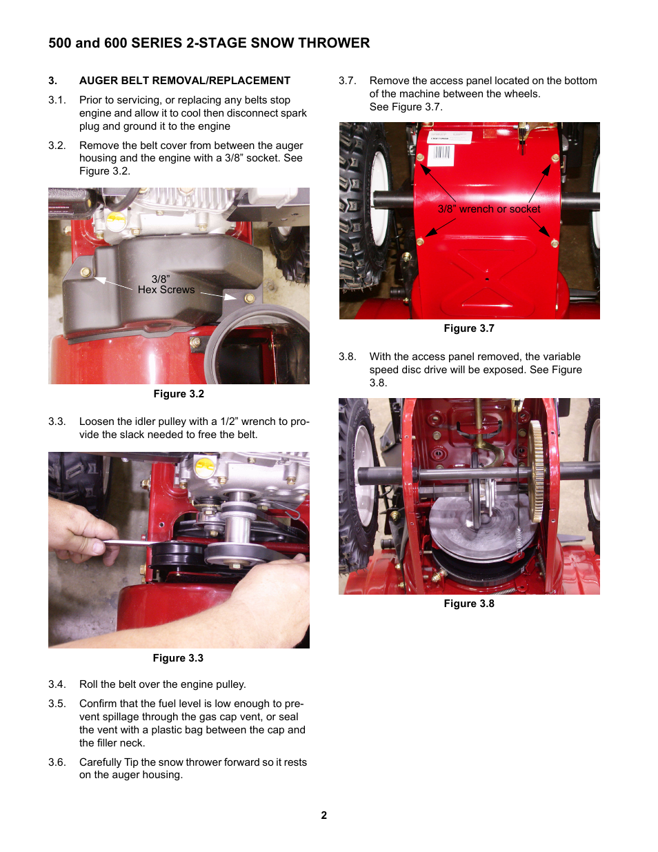 Auger belt removal/replacement | Cub Cadet 600 series User Manual | Page 6 / 24