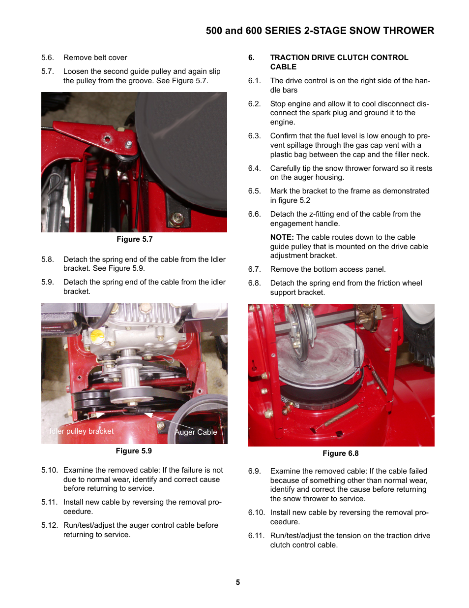 Traction drive clutch control cable | Cub Cadet 600 series User Manual | Page 9 / 24