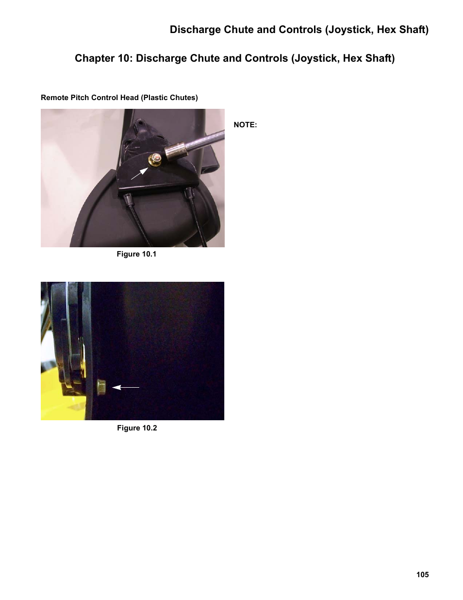 Remote pitch control head (plastic chutes), Discharge chute and controls (joystick, hex shaft) | Cub Cadet Medium Frame 3 Stage User Manual | Page 109 / 150