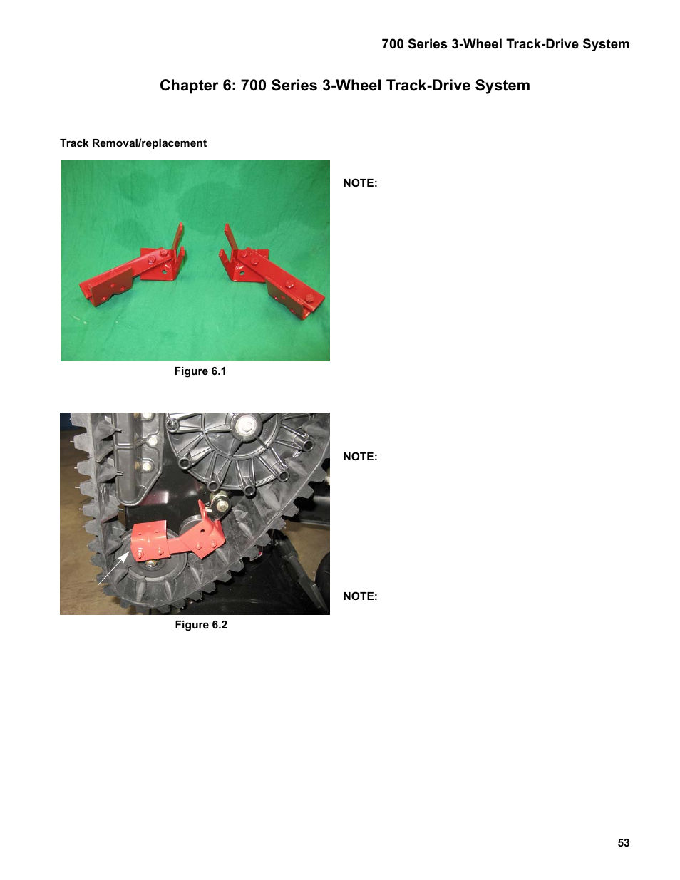 Chapter 6: 700 series 3-wheel track-drive system, Track removal/replacement | Cub Cadet Medium Frame 3 Stage User Manual | Page 57 / 150