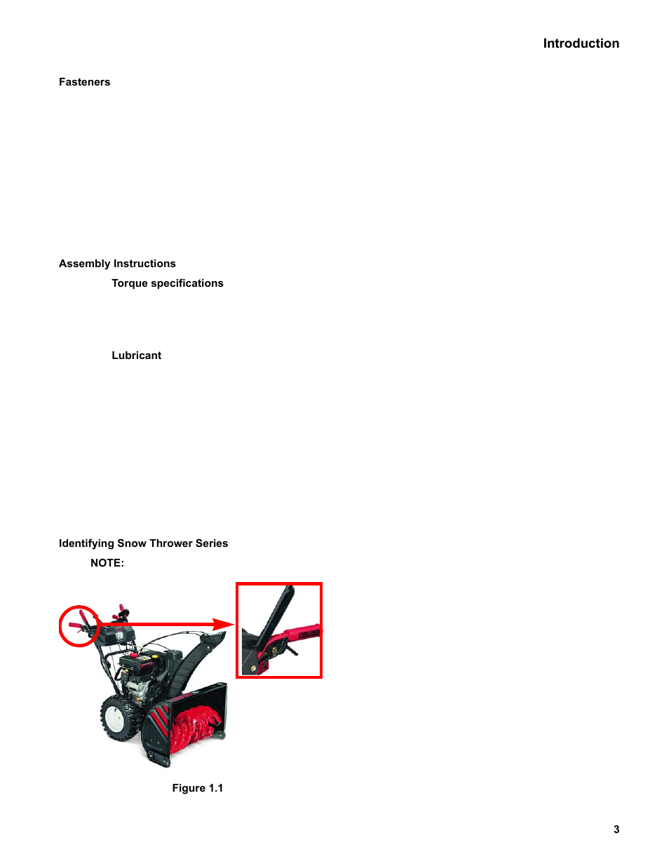 Fasteners, Assembly instructions, Identifying snow thrower series | Cub Cadet Medium Frame 3 Stage User Manual | Page 7 / 150