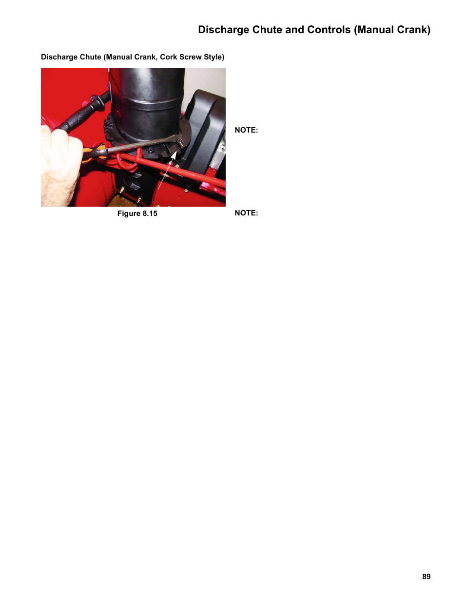 Discharge chute (manual crank, cork screw style), Discharge chute and controls (manual crank) | Cub Cadet Medium Frame 3 Stage User Manual | Page 93 / 150