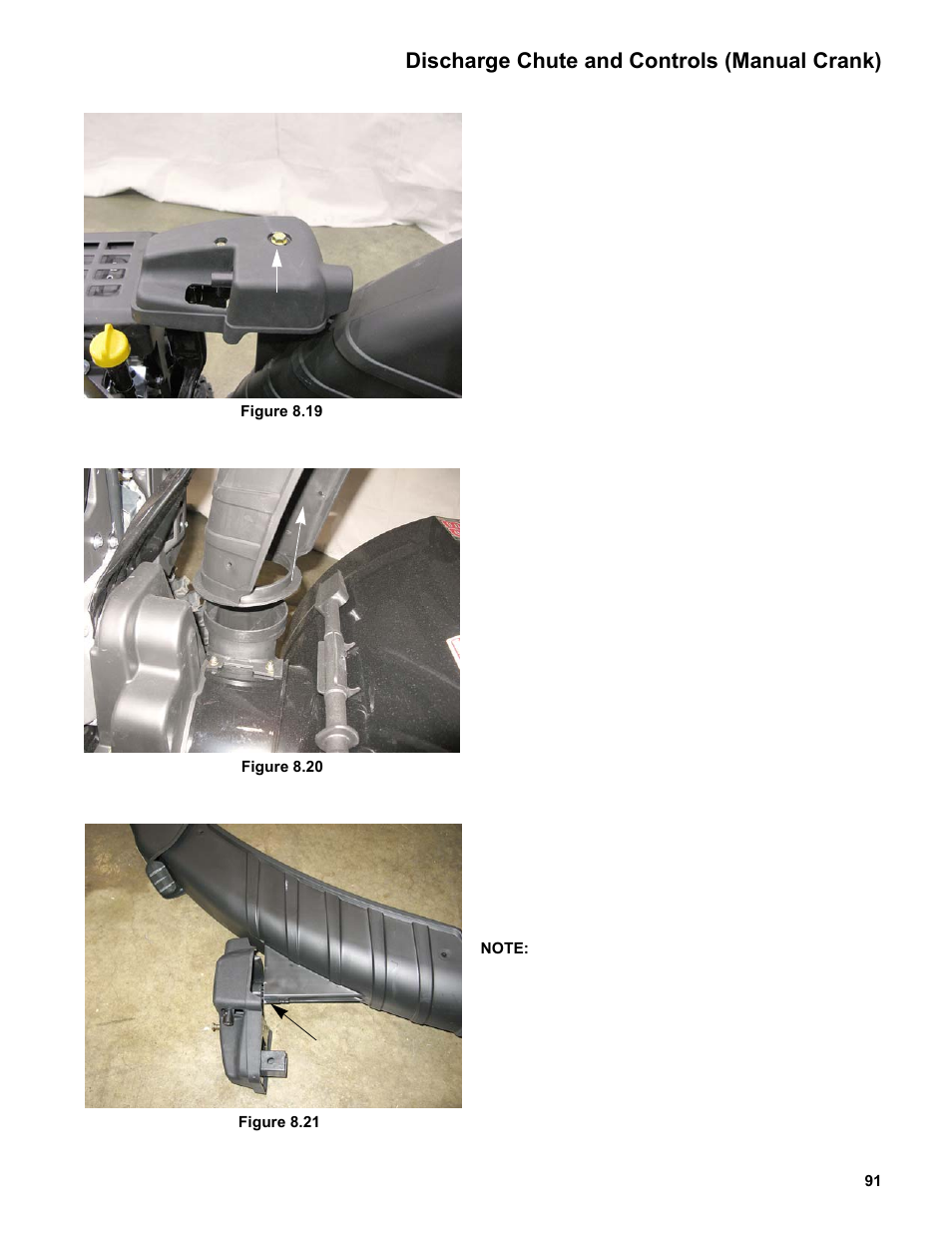 Discharge chute and controls (manual crank) | Cub Cadet Medium Frame 3 Stage User Manual | Page 95 / 150