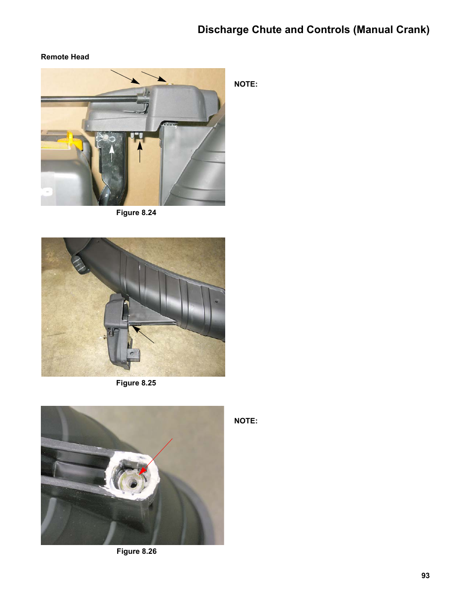 Remote head, Discharge chute and controls (manual crank) | Cub Cadet Medium Frame 3 Stage User Manual | Page 97 / 150