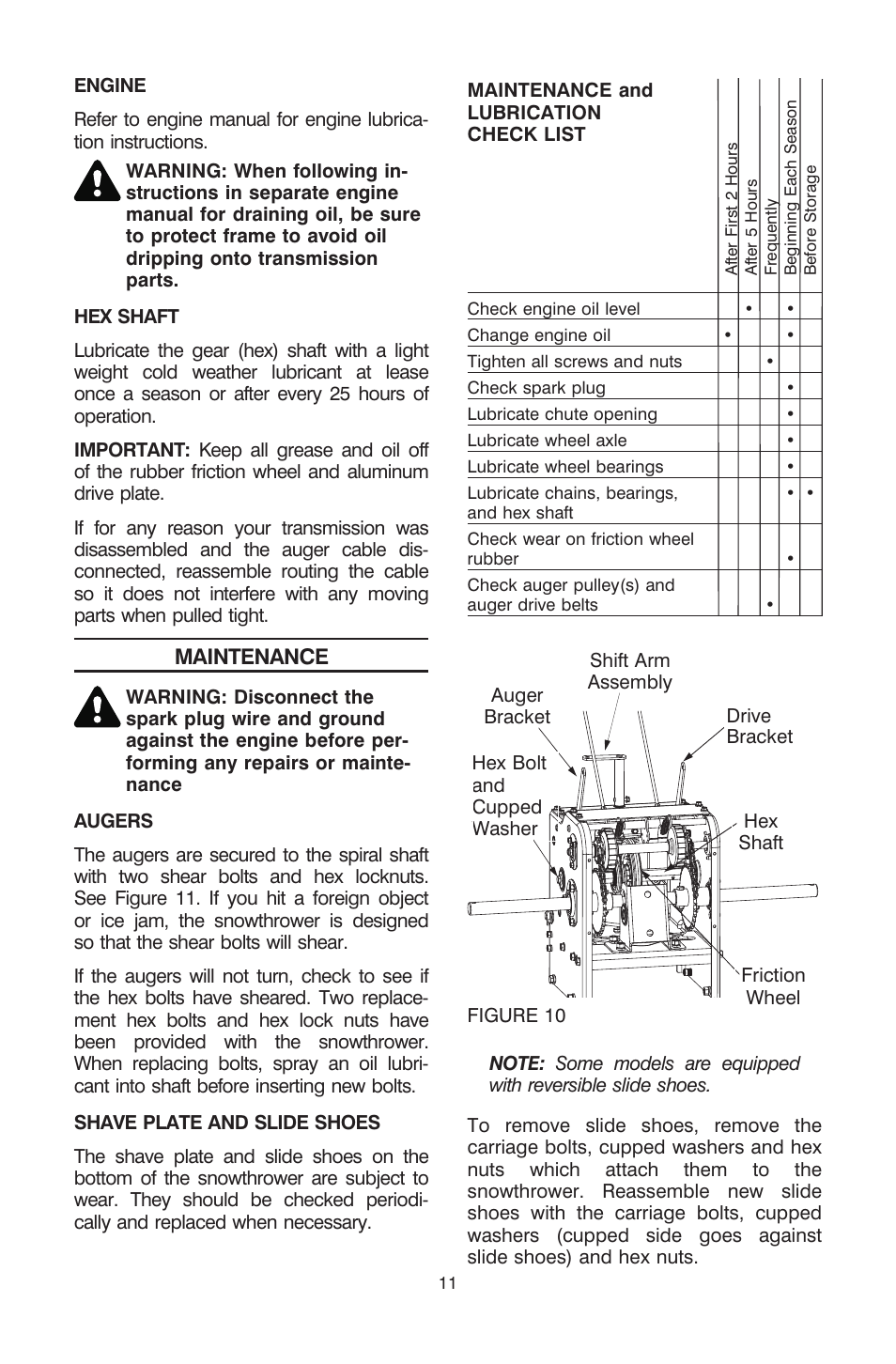 Maintenance | Cub Cadet ogst3305 User Manual | Page 11 / 19