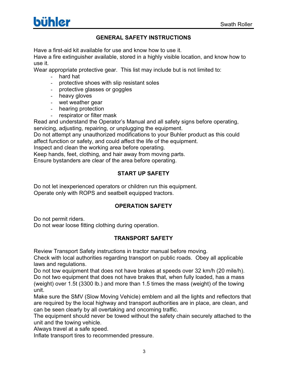 Buhler Swath Roller FK358 User Manual | Page 6 / 20