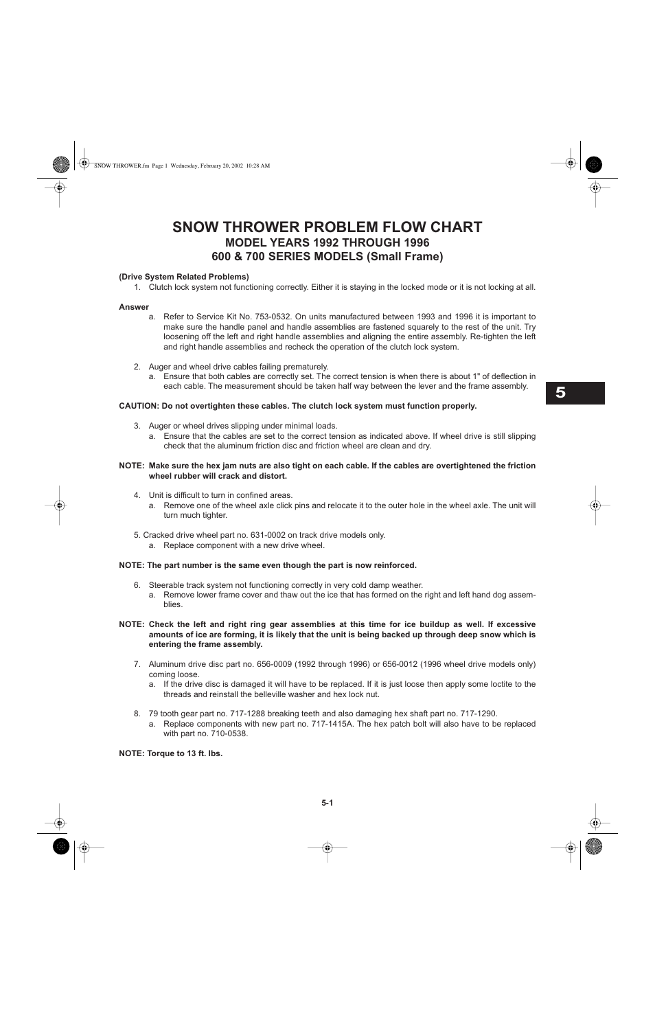 Snow thrower problem flow chart | Cub Cadet I-Beam Style User Manual | Page 140 / 287
