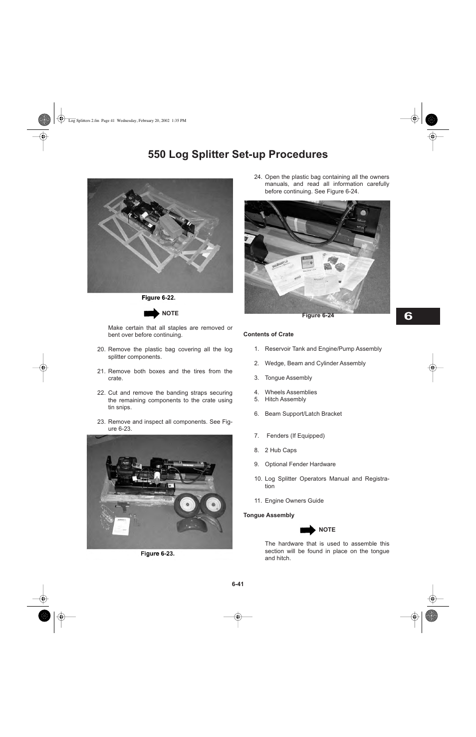 550 log splitter set-up procedures | Cub Cadet I-Beam Style User Manual | Page 240 / 287