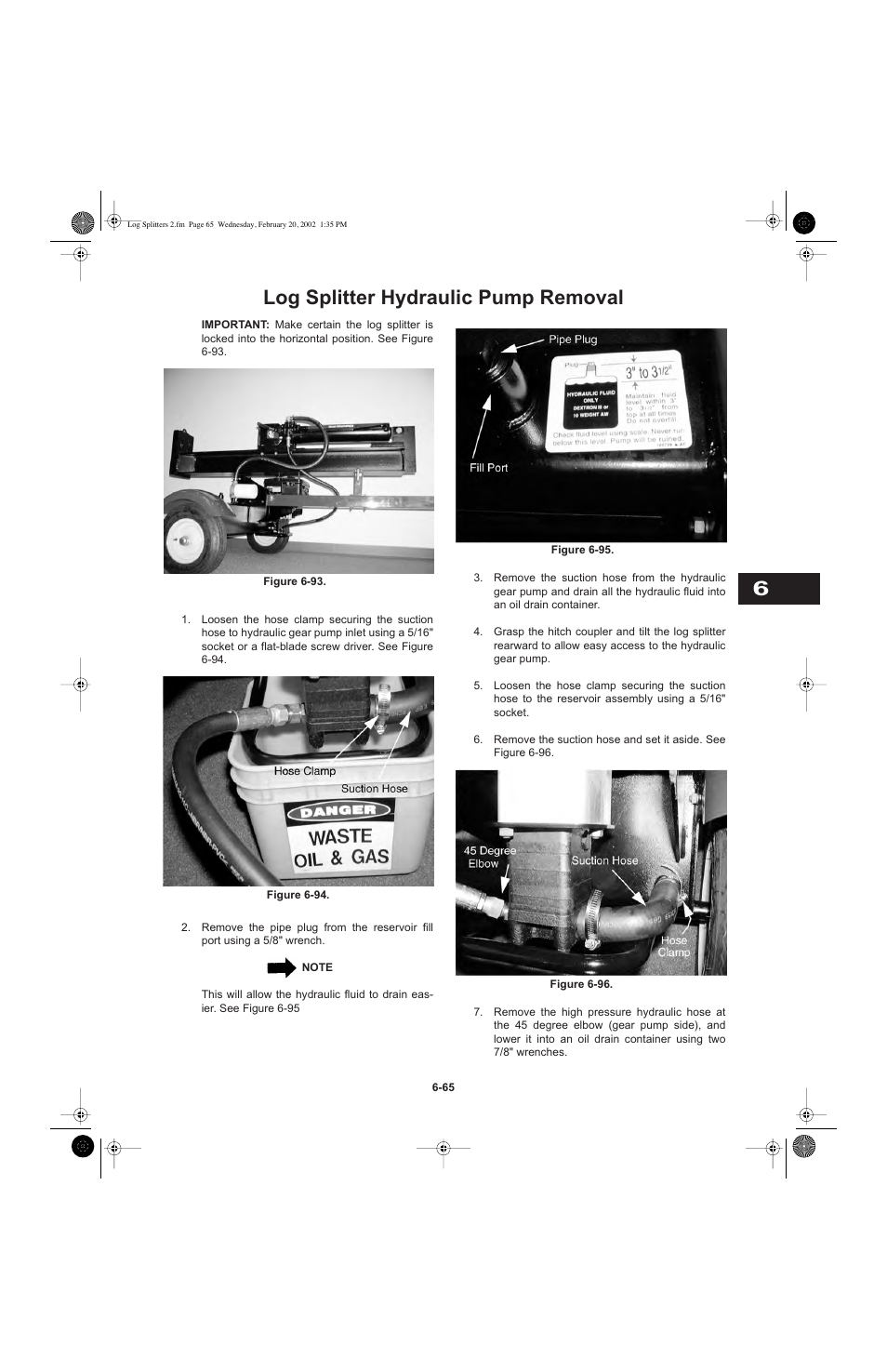 6log splitter hydraulic pump removal | Cub Cadet I-Beam Style User Manual | Page 264 / 287