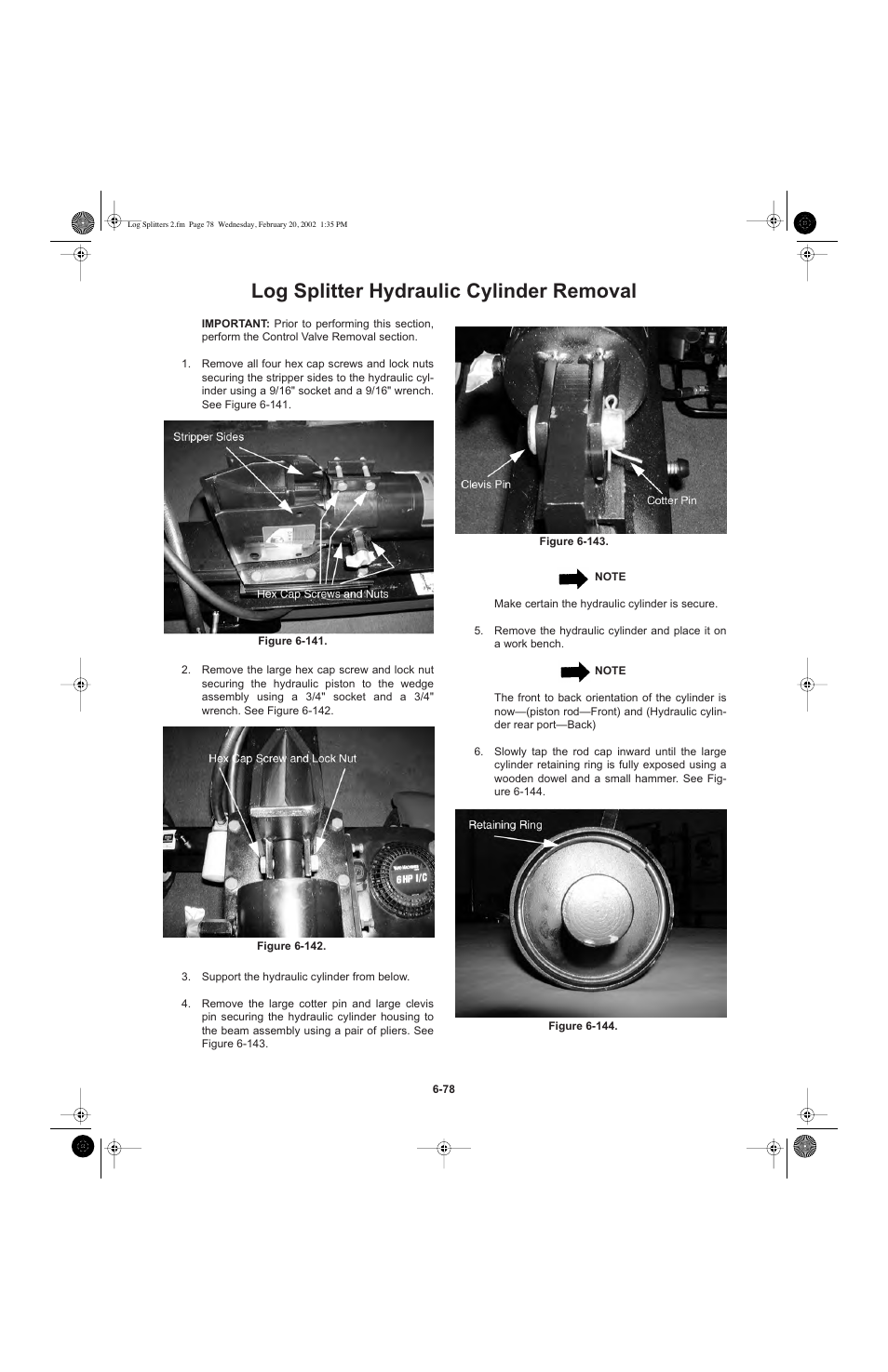 Log splitter hydraulic cylinder removal | Cub Cadet I-Beam Style User Manual | Page 277 / 287