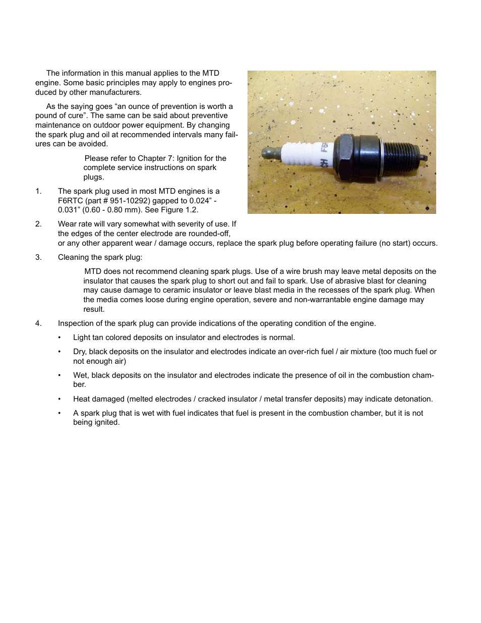 Spark plugs | Cub Cadet MTD 70 Series User Manual | Page 12 / 134