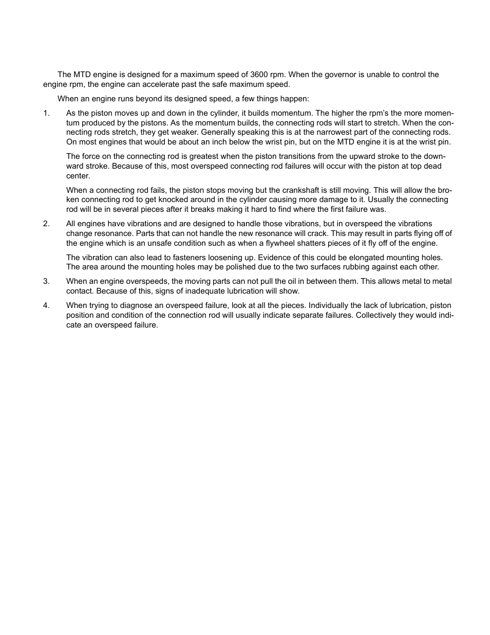 Engine overspeed | Cub Cadet MTD 70 Series User Manual | Page 129 / 134