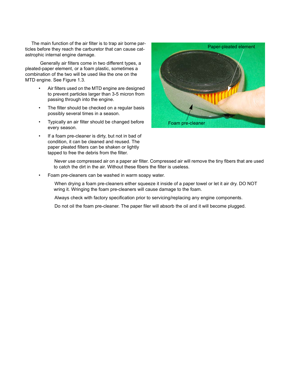Air filter | Cub Cadet MTD 70 Series User Manual | Page 13 / 134