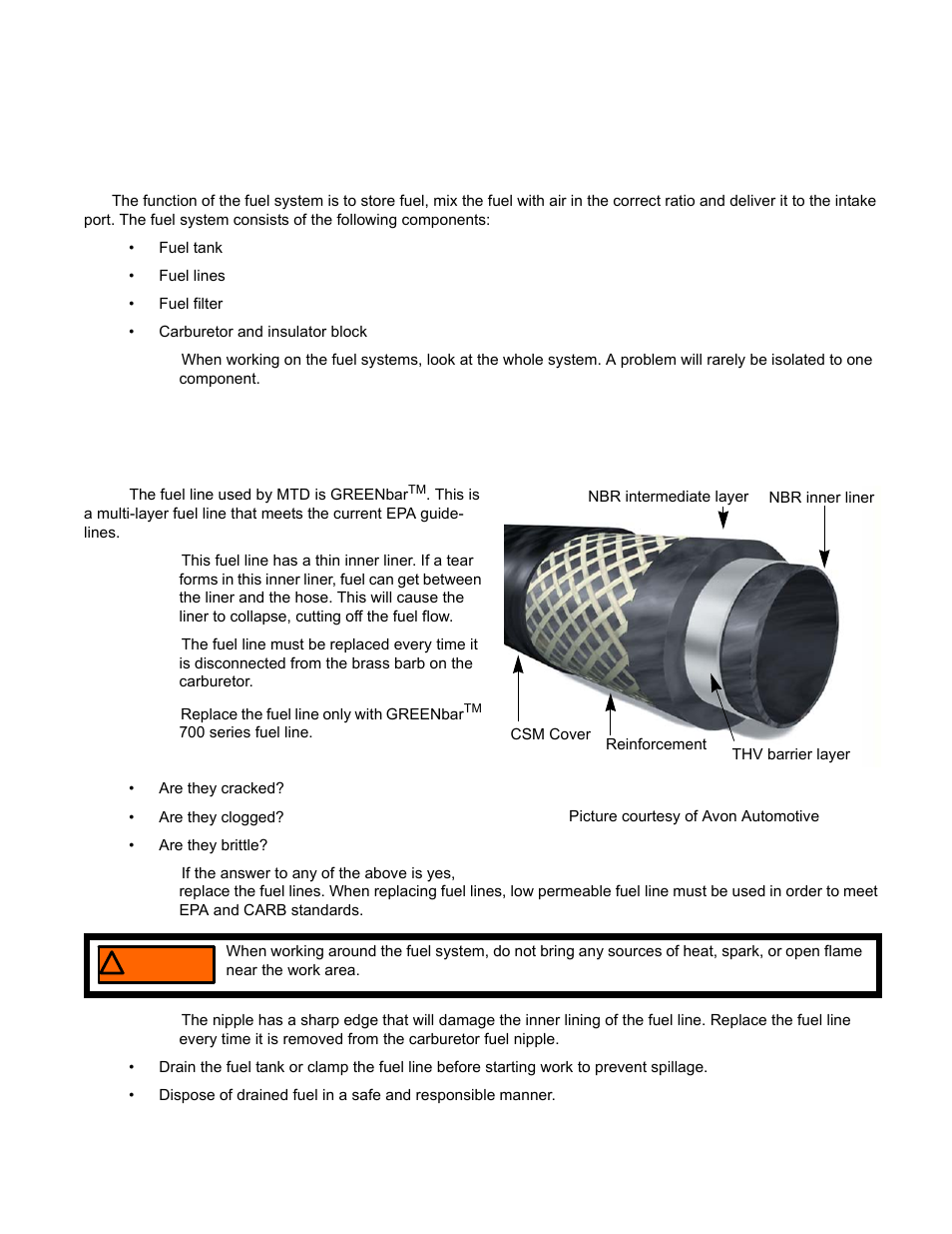 Chapter 4: the fuel system and governor, Fuel line, Inspect the fuel lines | Inspect the fuel lines inspecting the fuel | Cub Cadet MTD 70 Series User Manual | Page 47 / 134