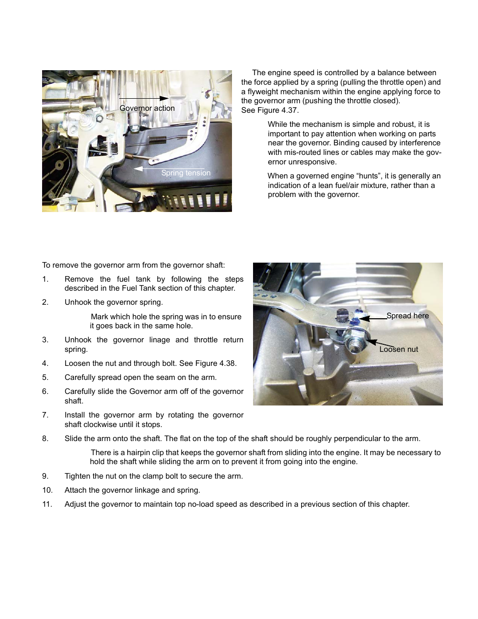 Governor, Governor arm, Governor governor arm | Cub Cadet MTD 70 Series User Manual | Page 65 / 134