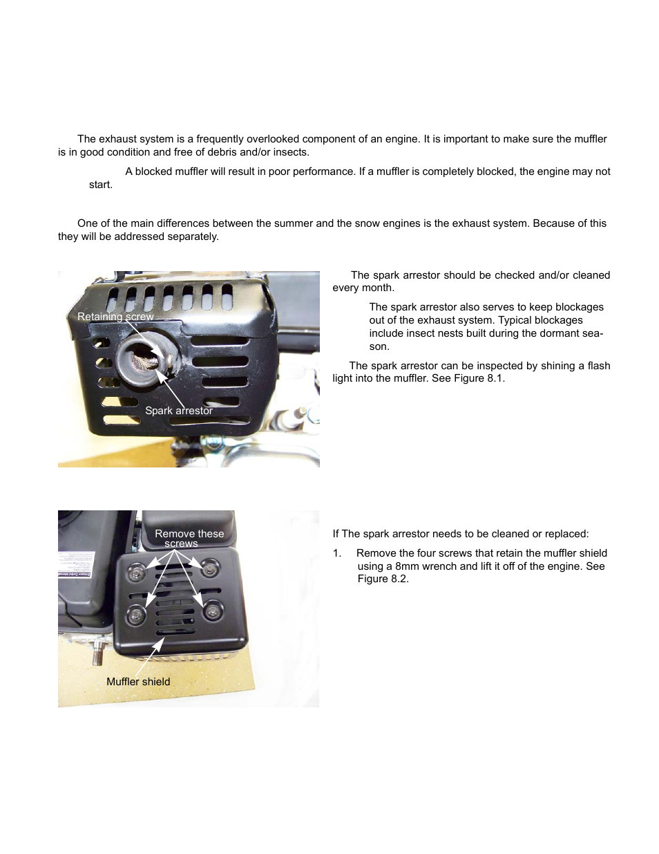 Chapter 8: exhaust, Summer engines, Spark arrestor | Cub Cadet MTD 70 Series User Manual | Page 95 / 134