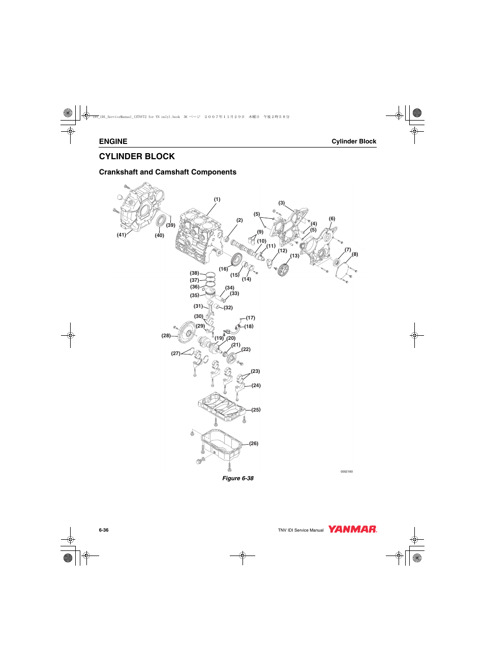 Cylinder block, Engine, Crankshaft and camshaft components | Cub Cadet Yanmar 3TNV72 User Manual | Page 135 / 283