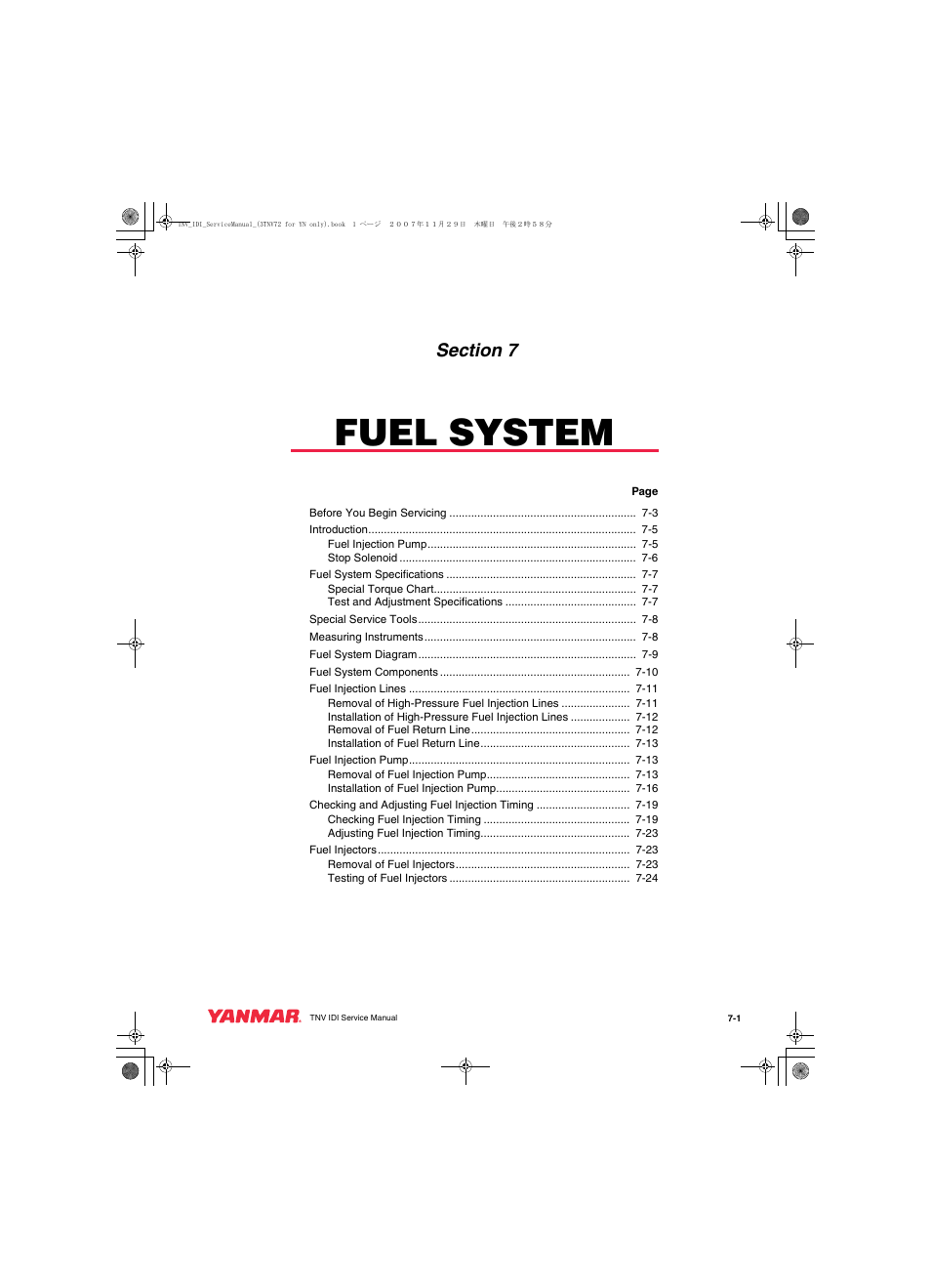 Fuel system | Cub Cadet Yanmar 3TNV72 User Manual | Page 162 / 283