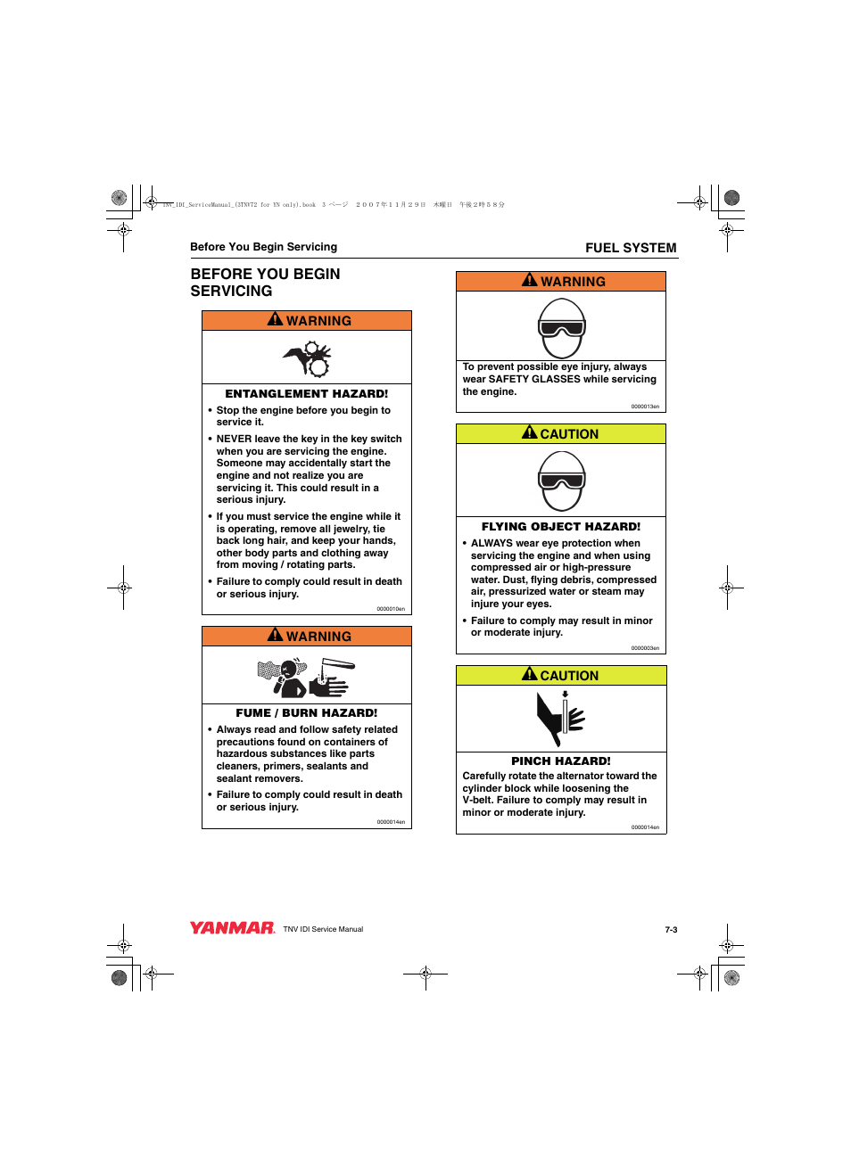 Before you begin servicing a | Cub Cadet Yanmar 3TNV72 User Manual | Page 164 / 283