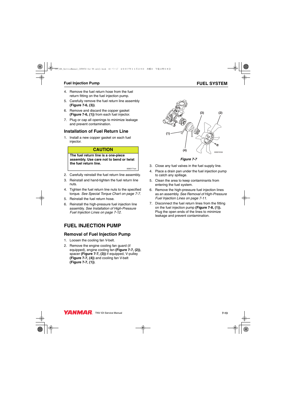 Fuel injection pump | Cub Cadet Yanmar 3TNV72 User Manual | Page 174 / 283