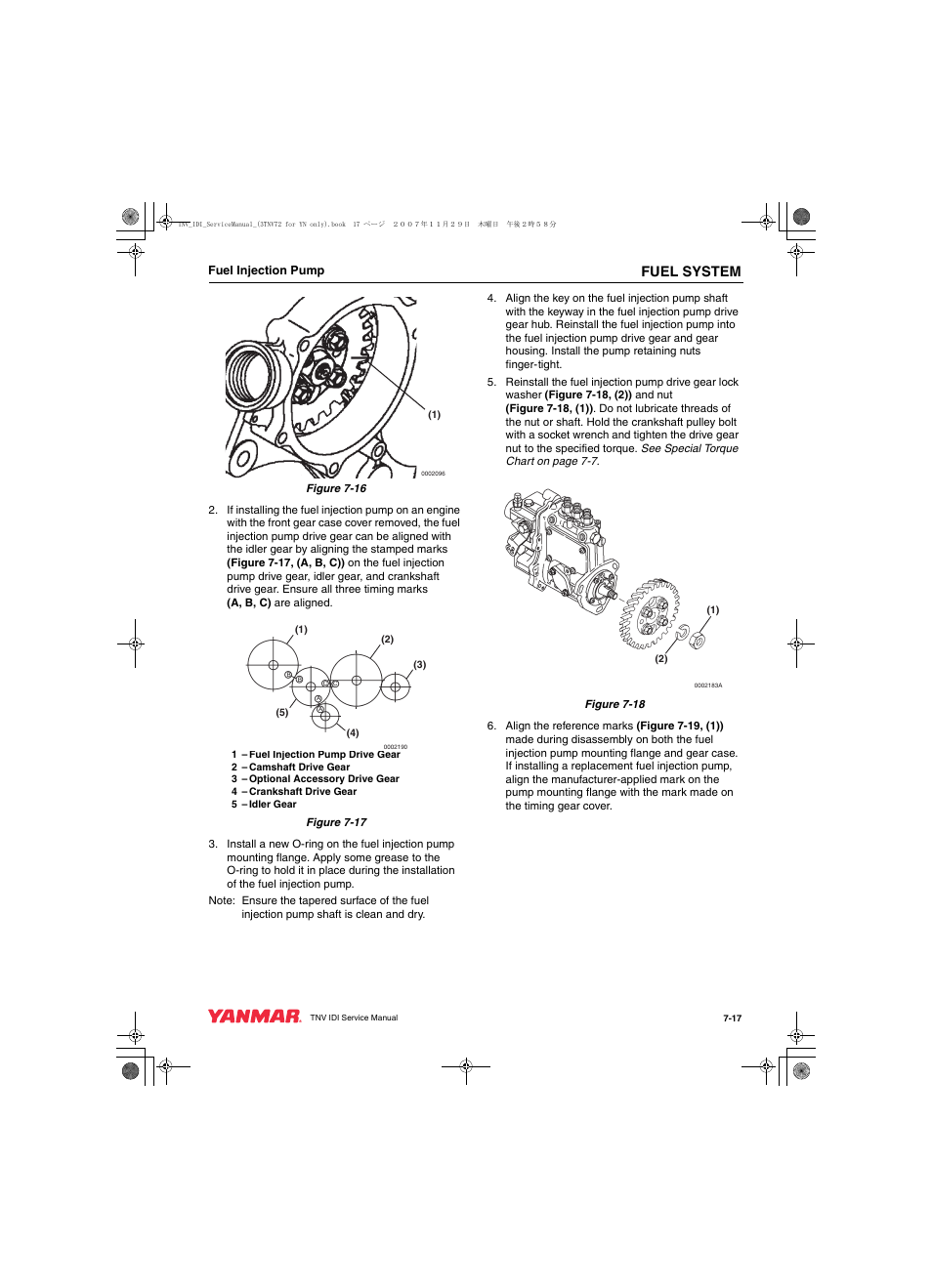 Fuel system | Cub Cadet Yanmar 3TNV72 User Manual | Page 178 / 283