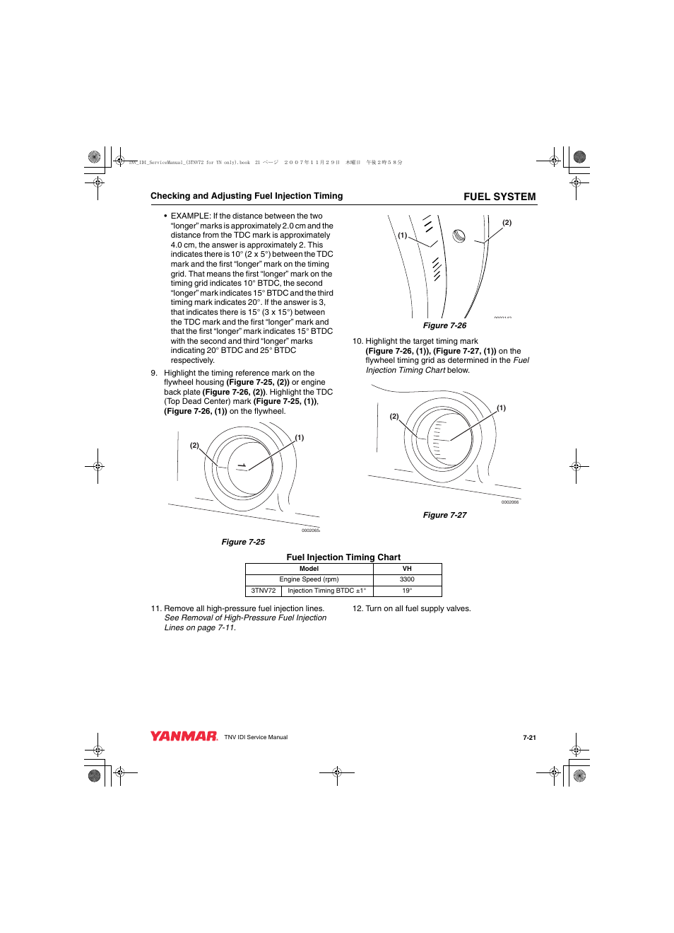 Fuel system | Cub Cadet Yanmar 3TNV72 User Manual | Page 182 / 283