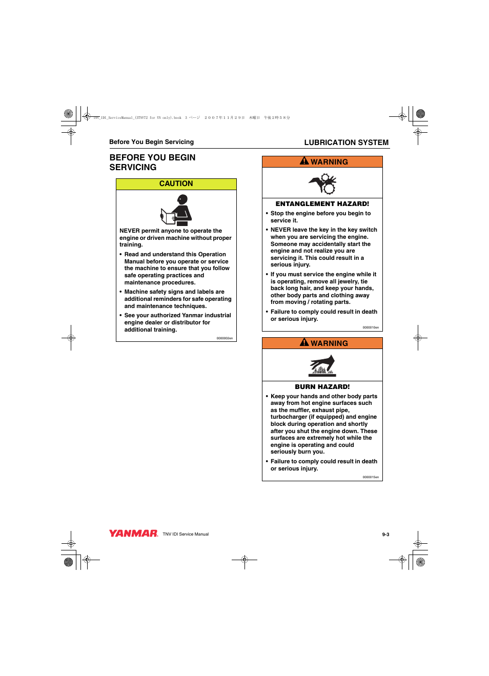 Before you begin servicing | Cub Cadet Yanmar 3TNV72 User Manual | Page 204 / 283