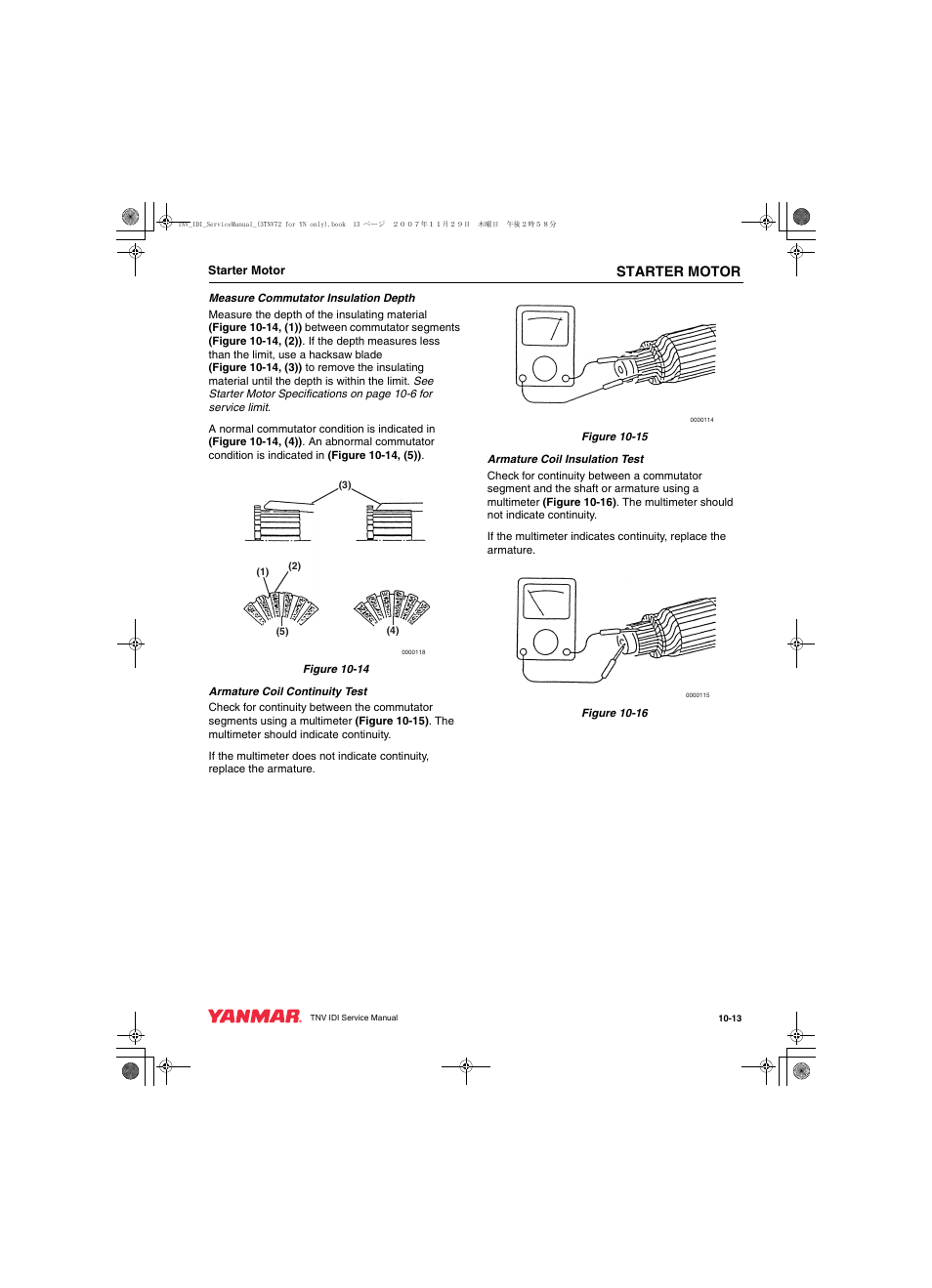 Starter motor | Cub Cadet Yanmar 3TNV72 User Manual | Page 226 / 283