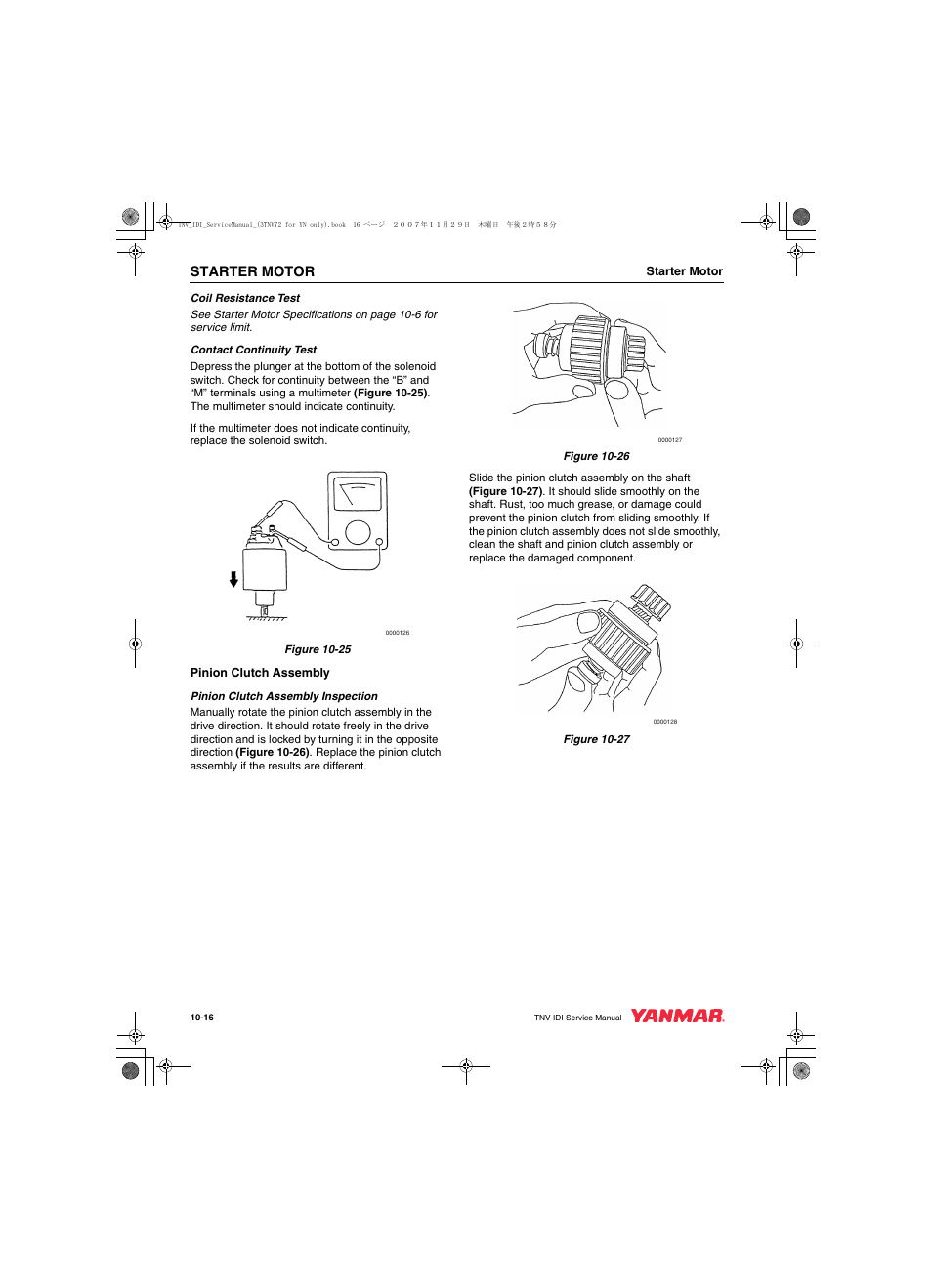 Starter motor | Cub Cadet Yanmar 3TNV72 User Manual | Page 229 / 283