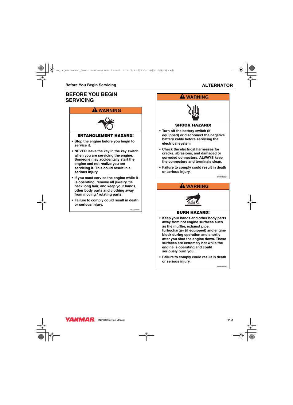 Before you begin servicing a | Cub Cadet Yanmar 3TNV72 User Manual | Page 236 / 283