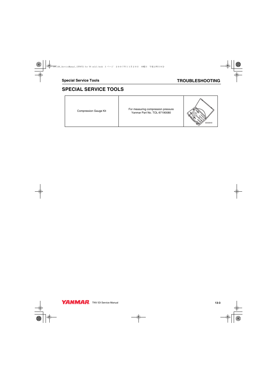 Special service tools, Troubleshooting | Cub Cadet Yanmar 3TNV72 User Manual | Page 266 / 283