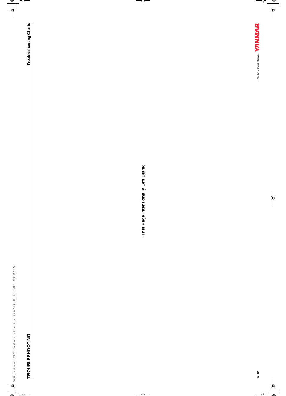 Troubles hooting, This page intentionally left blank, Troubleshooting charts | Cub Cadet Yanmar 3TNV72 User Manual | Page 273 / 283