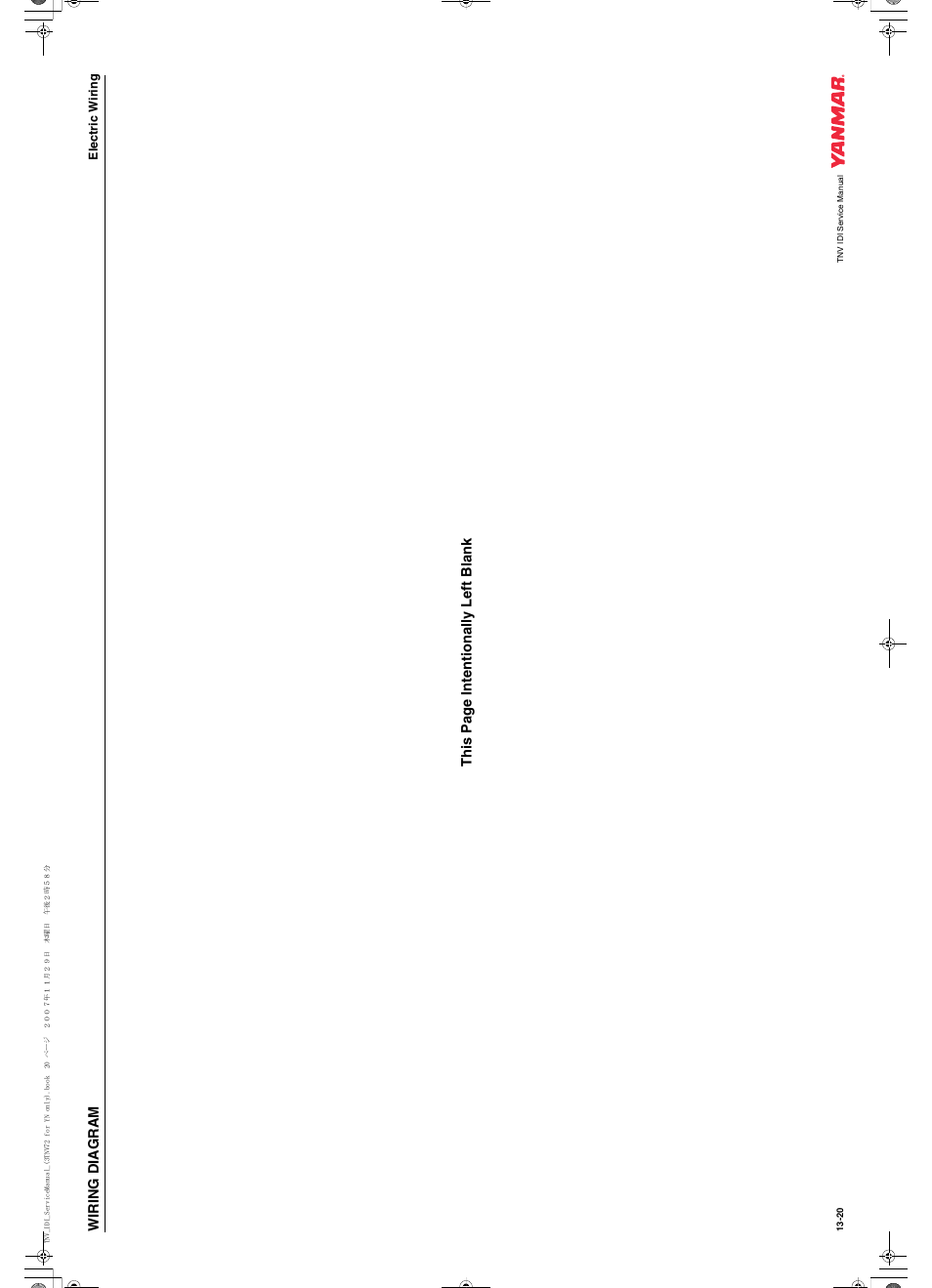 Wiring diagram, This page intentionally left blank, Electric wiring | Cub Cadet Yanmar 3TNV72 User Manual | Page 283 / 283