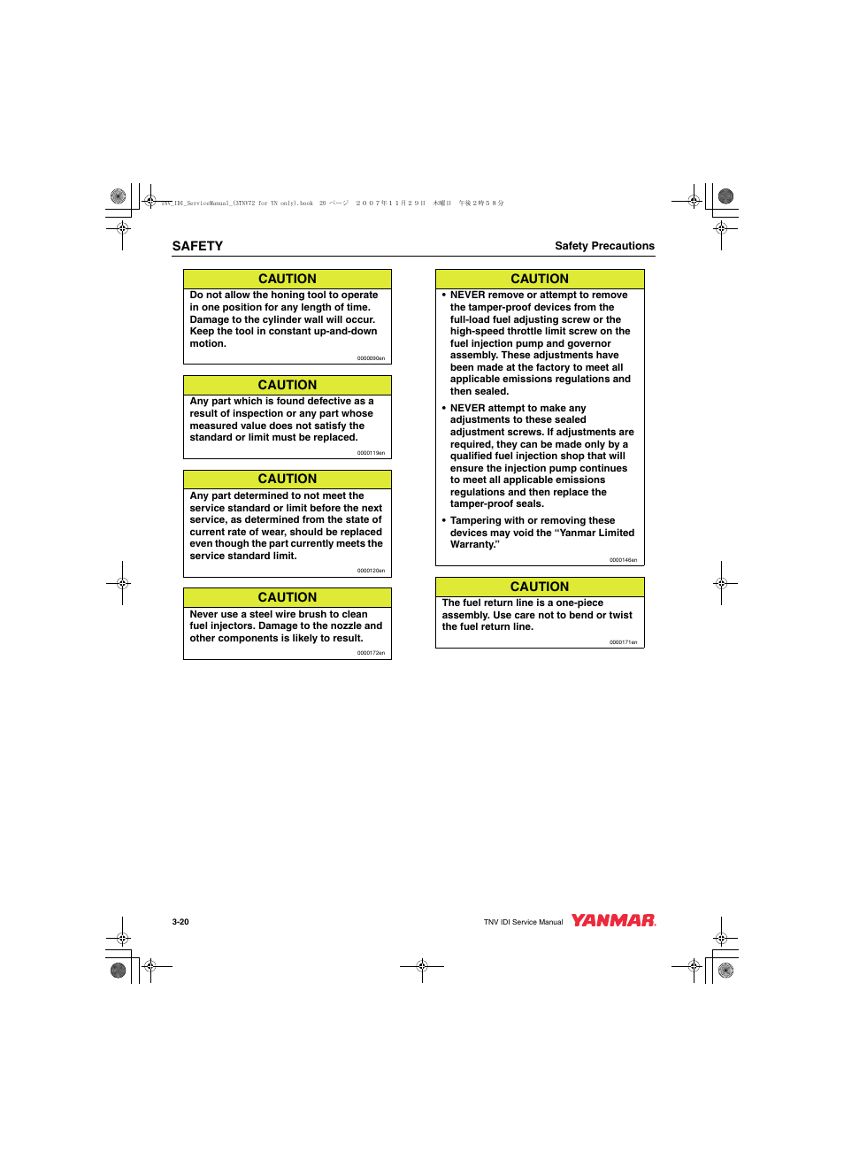 Safety, Caution | Cub Cadet Yanmar 3TNV72 User Manual | Page 35 / 283