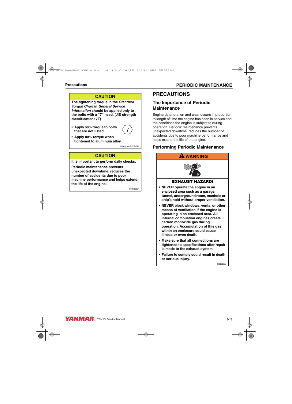 Precautions | Cub Cadet Yanmar 3TNV72 User Manual | Page 76 / 283