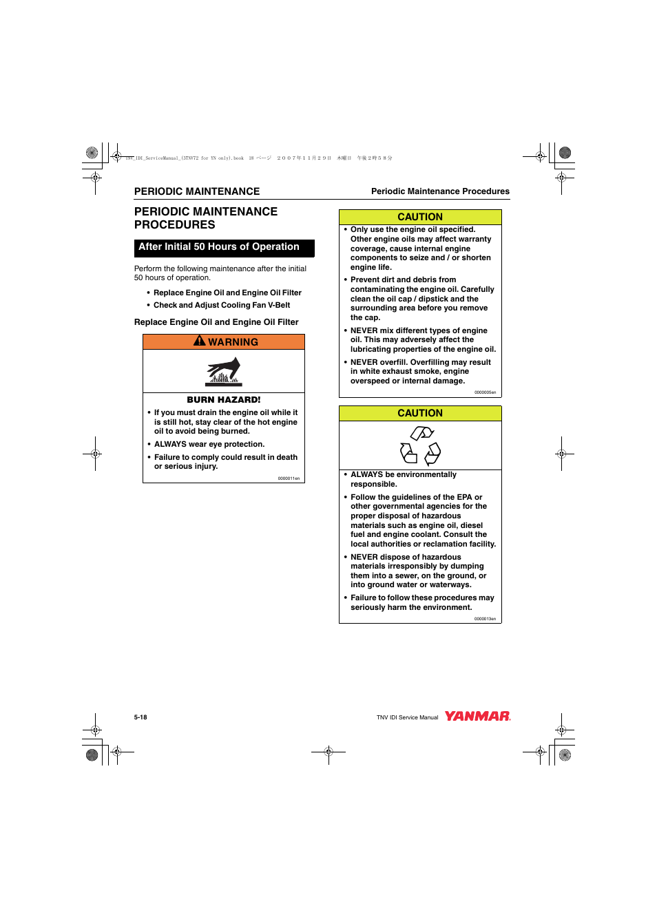Periodic maintenance procedures | Cub Cadet Yanmar 3TNV72 User Manual | Page 79 / 283