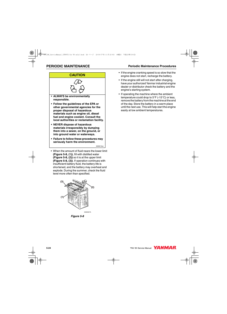 Periodic maintenance, Caution | Cub Cadet Yanmar 3TNV72 User Manual | Page 85 / 283