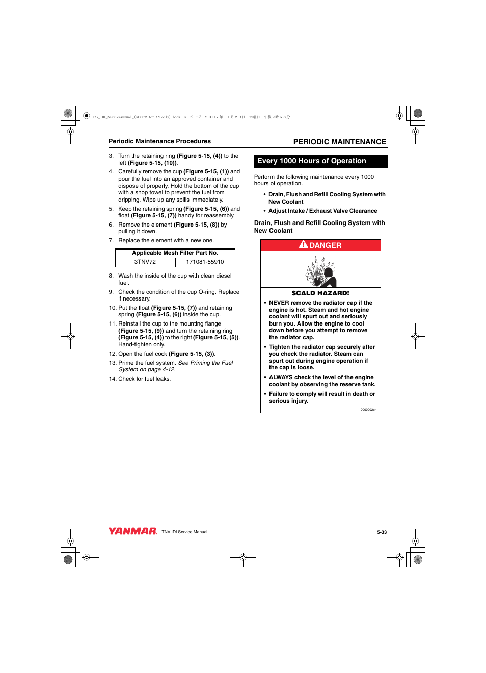 Cub Cadet Yanmar 3TNV72 User Manual | Page 94 / 283