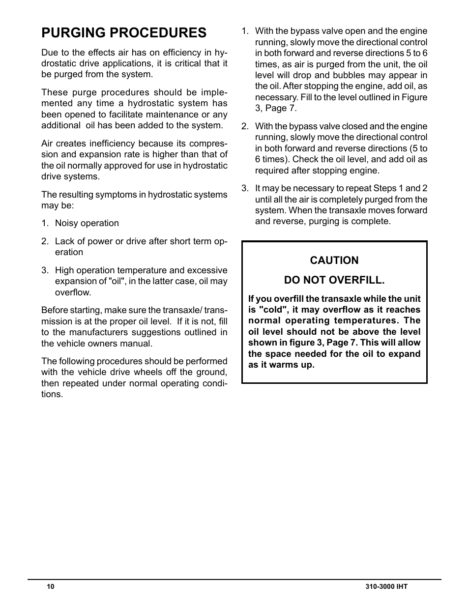 Purging procedures | Cub Cadet 310-3000 User Manual | Page 14 / 40