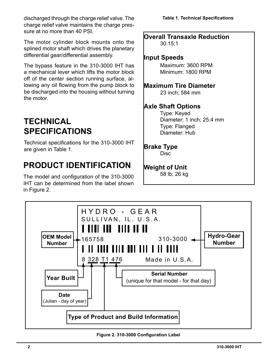 Product identification, Technical specifications | Cub Cadet 310-3000 User Manual | Page 6 / 40
