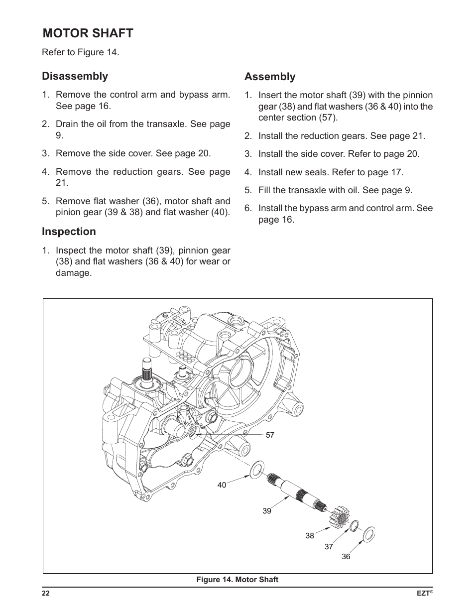 Motor shaft | Cub Cadet ZD User Manual | Page 25 / 40
