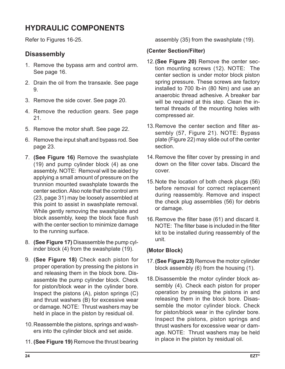 Hydraulic components | Cub Cadet ZD User Manual | Page 27 / 40