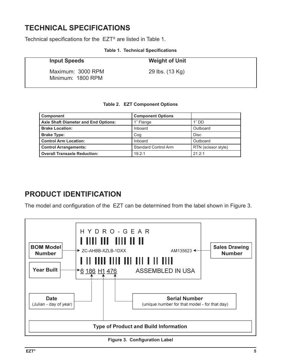 Technical specifications, Product identification | Cub Cadet ZD User Manual | Page 8 / 40