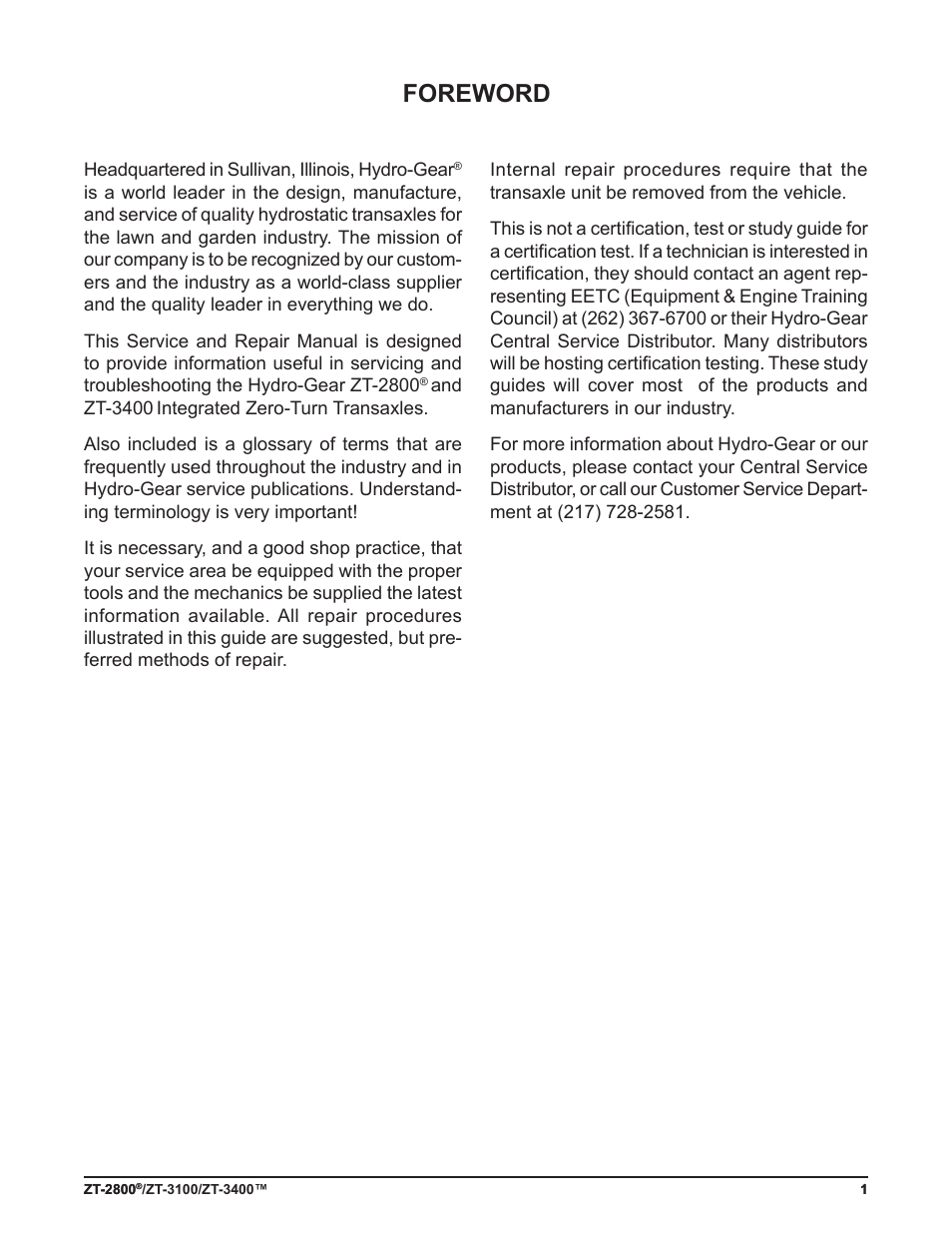 Foreword | Cub Cadet ZT-3400 User Manual | Page 3 / 52