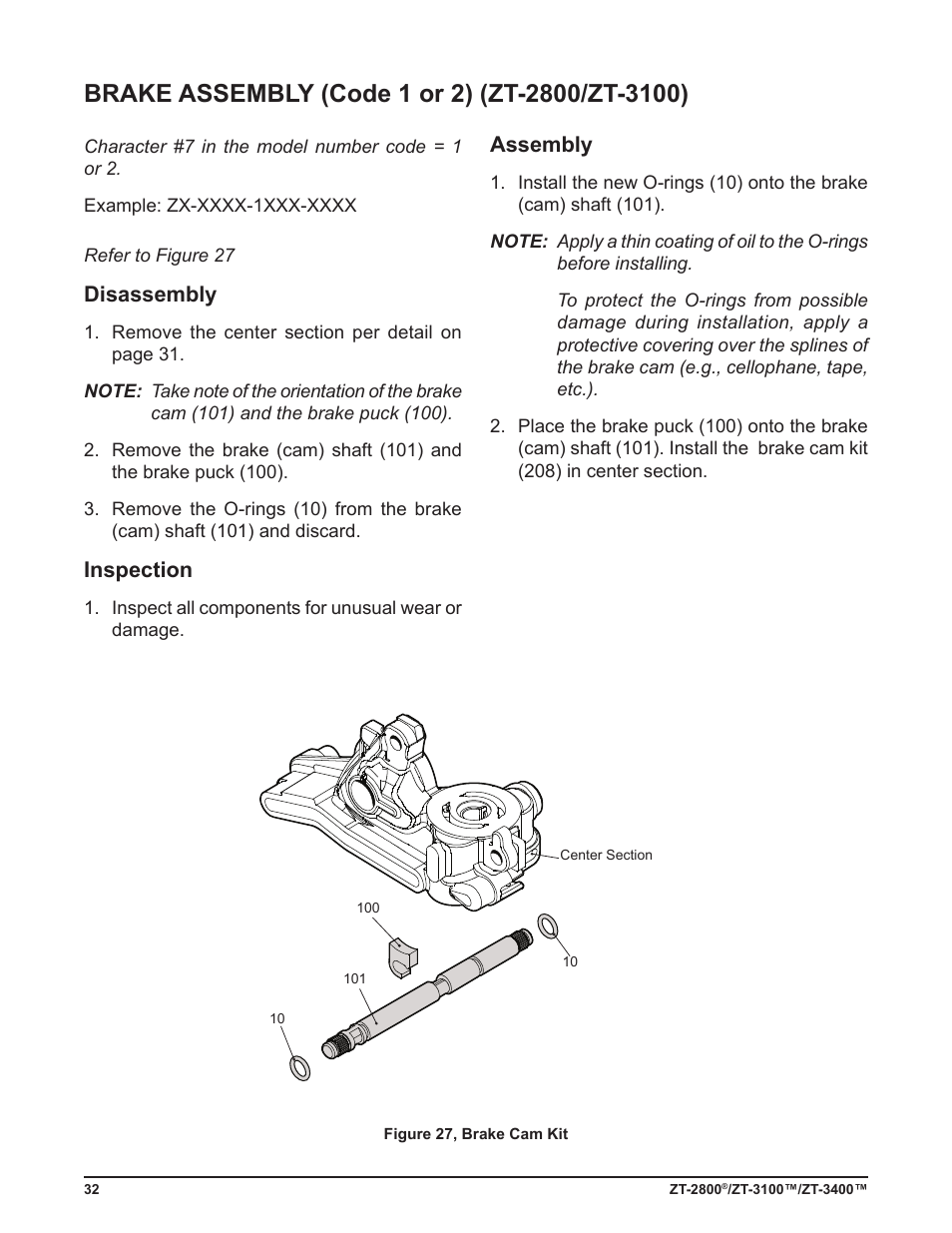 Disassembly, Inspection, Assembly | Cub Cadet ZT-3400 User Manual | Page 34 / 52