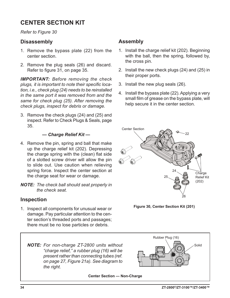 Disassembly, Inspection, Assembly | Cub Cadet ZT-3400 User Manual | Page 36 / 52